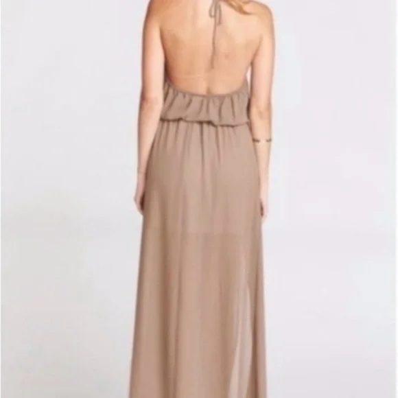Show Me Your Mumu Heather Halter Dress Dune Chiffon - Picture 2 of 5